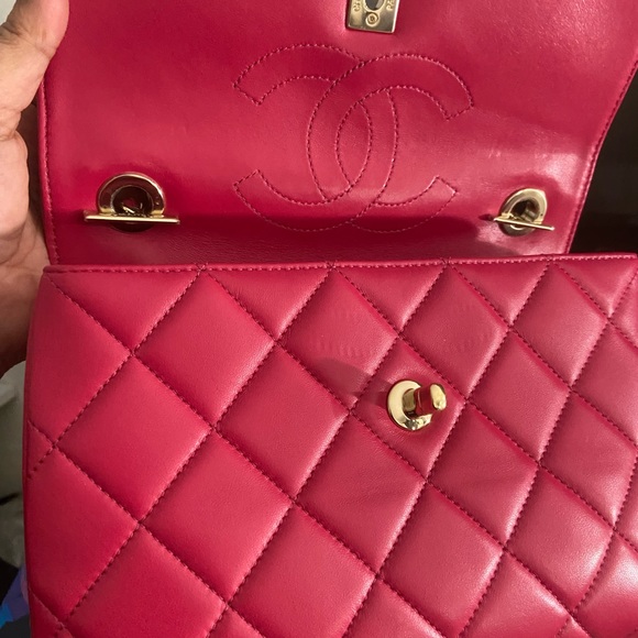🩷🩷Chanel Pink W/Gold hardware Small Trendy Top Handle Bag - Picture 8 of 16